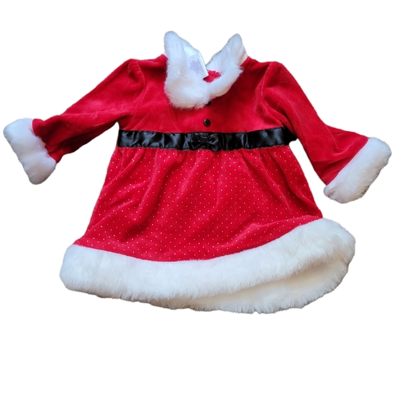 Little wonders 3-6 months miss Claus Santa costume dress red Velvet like girl - Picture 1 of 2